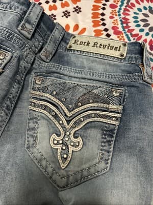 Rock Revival Jeans Size 27 X 32 Brunella Boot Distressed Light Wash