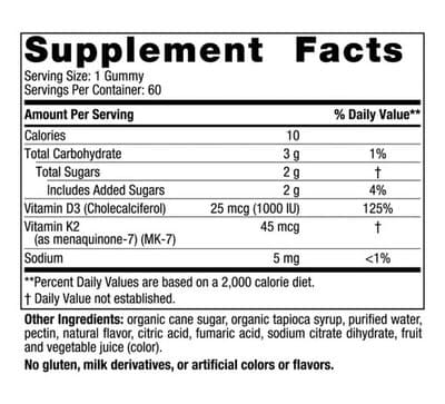 Nordic Naturals Vitamin D3+K2 Gummies - Cholecalciferol Vitamin D3 + K2, 60 Ct - Thumbnail 2