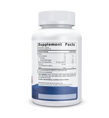 Nordic Naturals Vitamin D3+K2 Gummies - Cholecalciferol Vitamin D3 + K2, 60 Ct - Thumbnail 4