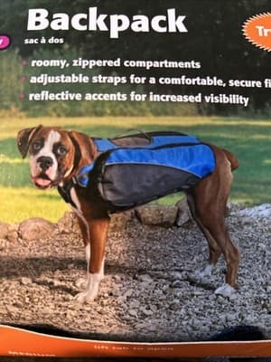 Top Paw Backpack Medium 20-49 Lbs Zippered Vest Harness Blue Black Collar