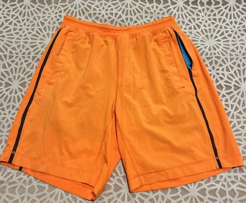 Lululemon Pace Breaker Short 9" Mens M Plaid Orange Lined Running Gym Training