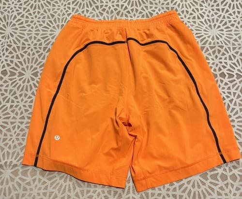 Lululemon Pace Breaker Short 9" Mens M Plaid Orange Lined Running Gym Training - Thumbnail 2