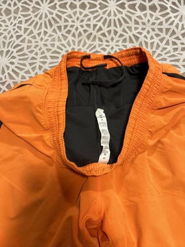 Lululemon Pace Breaker Short 9" Mens M Plaid Orange Lined Running Gym Training - Thumbnail 4