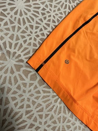Lululemon Pace Breaker Short 9" Mens M Plaid Orange Lined Running Gym Training - Thumbnail 3