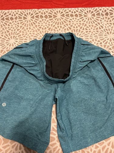 Lululemon Pace Breaker Short 9" Mens M Teal Green Lined Running Gym Training - Thumbnail 4