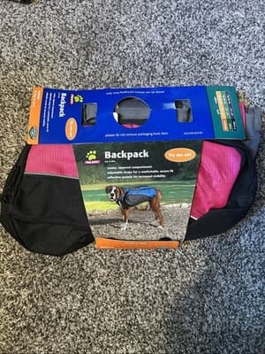 Top Paw Backpack Medium 20-49 Lbs Zippered Vest Harness Pink Black Collar