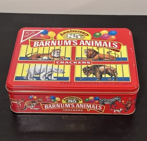 1989 Nabisco Barnums Animal Crackers Cookie Tin Container Storage Fast Shipping