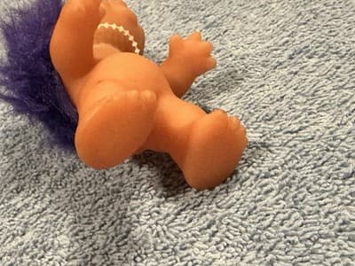 Vintage 1985 Dam Norfin Infant Troll Standing Up Baby Doll 3” Short Purple Hair - Thumbnail 4