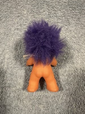 Vintage 1985 Dam Norfin Infant Troll Standing Up Baby Doll 3” Short Purple Hair - Thumbnail 2