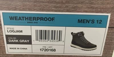 NIB Weatherproof Men's Cold Weather Sneaker Boot Shoes Dark Gray 12 - Thumbnail 4
