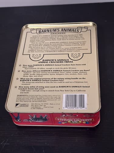 1989 Nabisco Barnums Animal Crackers Cookie Tin Container Storage Fast Shipping - Thumbnail 3