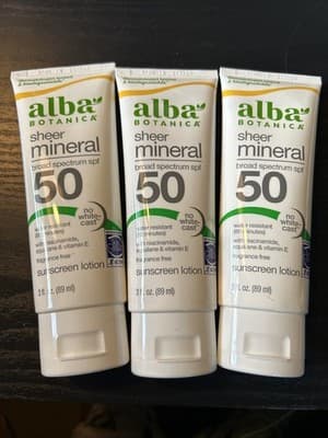 3 Alba Botanica Mineral Sunscreen Lotion SPF 50, Broad Spectrum, Fragrance Free