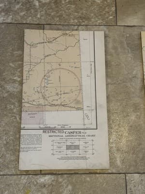 WWII Sectional Aeronautical Chart Map Casper (V-4) Restricted July 1943