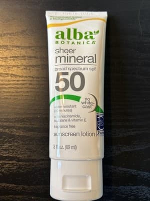 Alba Botanica Mineral Sunscreen Lotion SPF 50, Broad Spectrum, Fragrance Free