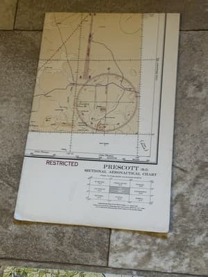 WWII Sectional Aeronautical Chart Map -Prescott- (R-3) Restricted Feb. 1943