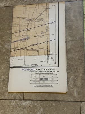 WWII Sectional Aeronautical Chart Map -Cheyenne- (U-4) Restricted Feb. 1943
