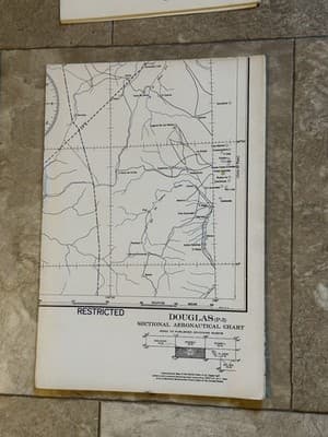 WWII Sectional Aeronautical Chart Map -Douglas- (P-3) Restricted Feb. 1943