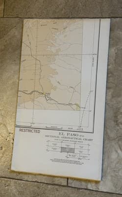 WWII Sectional Aeronautical Chart Map El Paso (P-4) Restricted July 1943