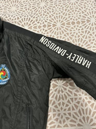 Harley Davidson Bomber Style Jacket With Liner Size Medium Vintage - Thumbnail 4