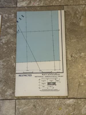 WWII Sectional Aeronautical Chart Map -Savannah- (Q-8) Restricted March 1943
