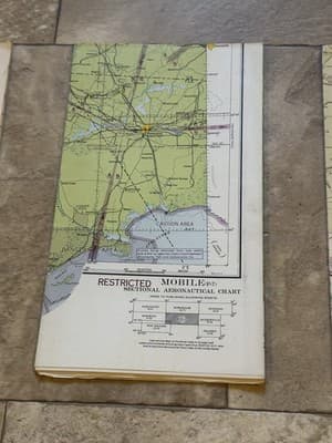 WWII Sectional Aeronautical Chart Map -Mobile- (P-7) Restricted July 1943