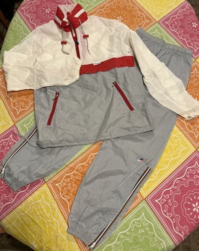Vintage K-Way Lightweight Track Suit Jacket Pants Size 7 Small Hoodie Pullover