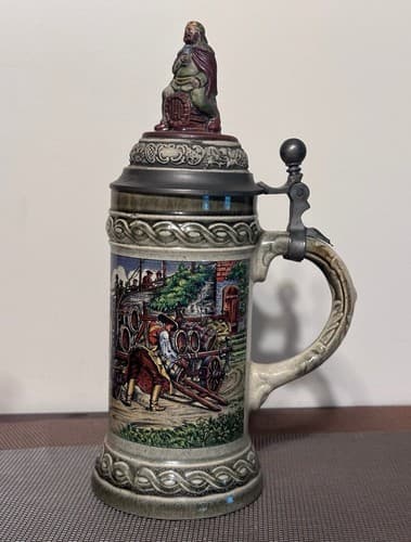 Vintage Gerz Original Gerzil Fox Handled Buck Elk Beer Stein