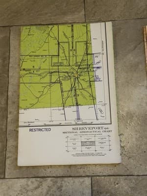 WWII Sectional Aeronautical Chart Map -Shreveport- (Q-6)Restricted March 1943