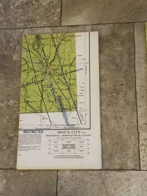 WWII Sectional Aeronautical Chart Map -Sioux City- (V-5) Restricted Feb. 1943