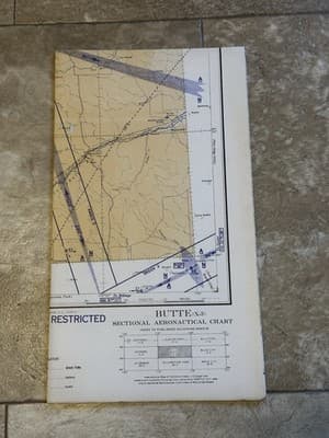 WWII Sectional Aeronautical Chart Map -Butte- (X-3) Restricted April 1943