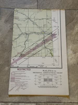 WWII Sectional Aeronautical Chart Map -Salina- (T-5) Restricted August 1943