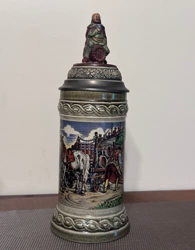 Vintage Gerz Original Gerzil Fox Handled Buck Elk Beer Stein - Thumbnail 2