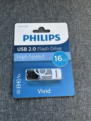 Philips Vivid Edition USB 2.0 Flash Drive 16GB High Speed Blue Swivel Brand New!