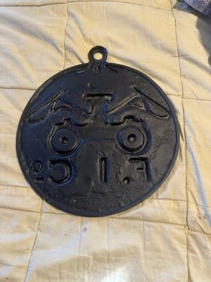Vintage F. I. Co. Fire Insurance Company Cast Iron Fire Truck Plaque 11 3/4" - Thumbnail 2