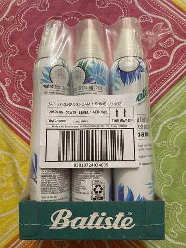 6 Batiste Coconut Milk Waterless Cleansing Foam Shampoo-Cleanse + Shine-No Rinse
