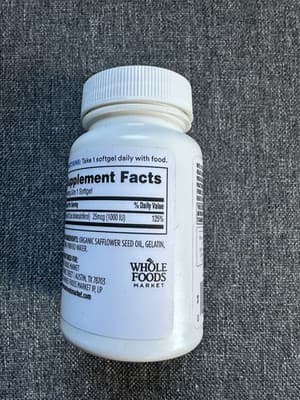 365 by Whole Foods Market, Vitamin D3 1000 IU, 250 Count Exp. 06/27 - Thumbnail 3