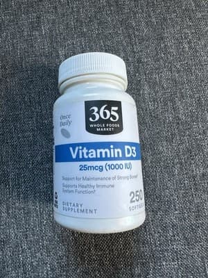365 by Whole Foods Market, Vitamin D3 1000 IU, 250 Count Exp. 06/27 - Thumbnail 2