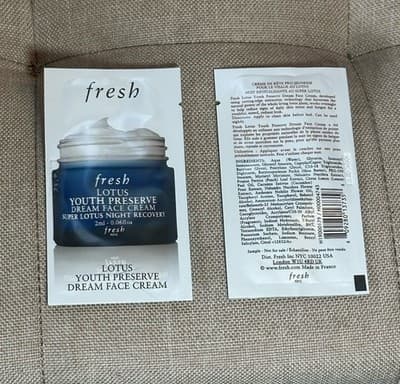 10 X FRESH Lotus Youth Preserve Dream Face Cream Travel Sample 2ml / 0.06oz/Ea - Thumbnail 2