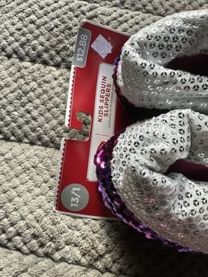 Christmas Holiday Time Kids Sequin Elf Glitter Jingle Bells Slippers M 13/1 NWT! - Thumbnail 3