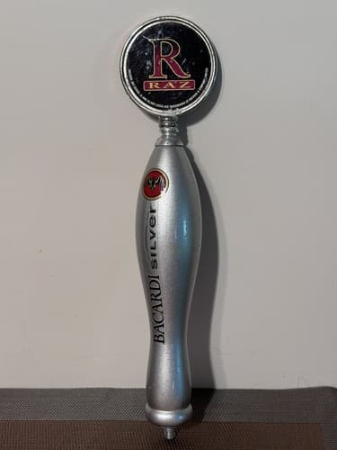 Bacardi Silver RAZ Beer Tap Handle Man Cave Basement Garage Beer Bar 14"