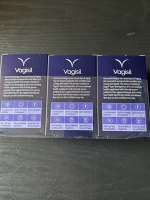 3 PACK NEW VAGISIL PROBIOTIC ORAL SUPPLEMENT MENOPAUSE SUPPORT 30 CAPSULES - Thumbnail 2