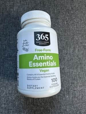 Amino Essentials: 100 Capsules of Pure Amino Acids, No Additives Exp 05/27