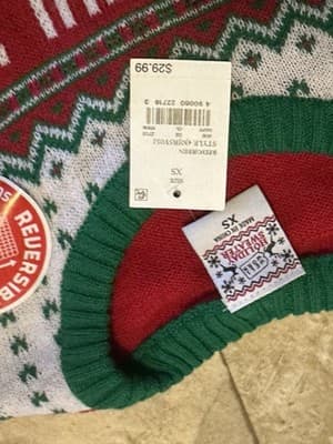Holiday Sweater Wonderful Christmas Time / Wine Red Sequins Ugly Sweater Small - Thumbnail 3