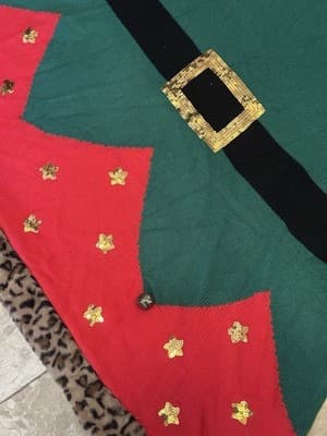 Womens 4X Red Green Leopard Print Fuzzy Trim Christmas Elf Holiday Sweater Dress - Thumbnail 3