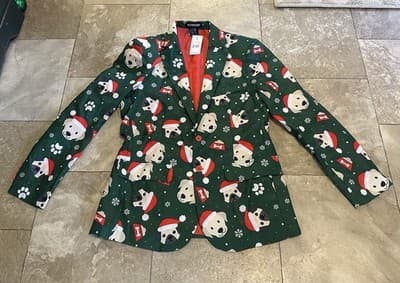 SUITMEISTER COOL SANTA PUPPY BLAZER/JACKET CHRISTMAS New With Tags, Sz. Small