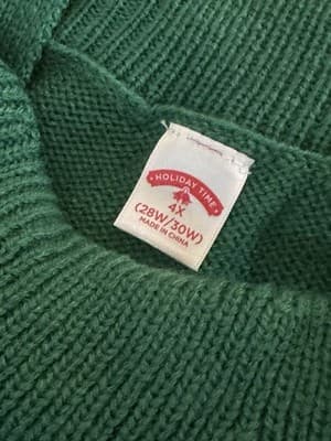 Womens 4X Red Green Leopard Print Fuzzy Trim Christmas Elf Holiday Sweater Dress - Thumbnail 6
