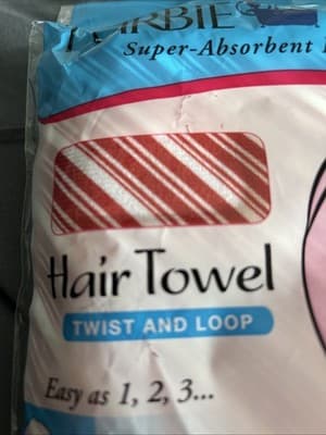 Original Turbie Twist Hair Towel Red White Stripe New in Pkg One Size Fits All - Thumbnail 3