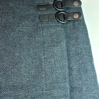 Prana Quincy Wool Blend Tweed Wrap Skirt Small blue stripe black buckle accents - Thumbnail 3