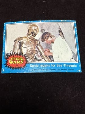 1977 Topps Star Wars Blue Series 1 Some Repairs For C-3po #27 (Pack Fresh) Card