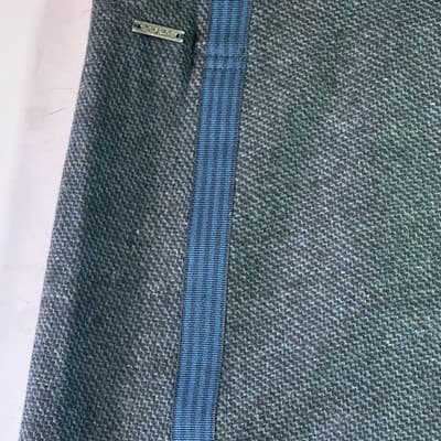 Prana Quincy Wool Blend Tweed Wrap Skirt Small blue stripe black buckle accents - Thumbnail 4
